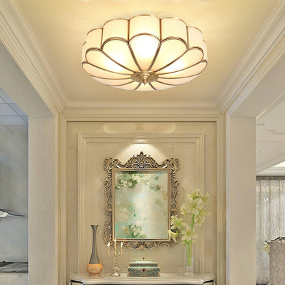 Flower Shape Ceiling Light | Frosted Glass & Brass | 3, 4, or 6 Heads
