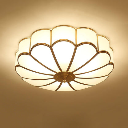 Flower Shape Ceiling Light | Frosted Glass & Brass | 3, 4, or 6 Heads