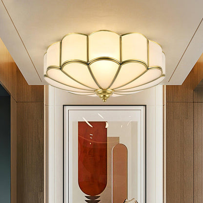 Flower Shape Ceiling Light | Frosted Glass & Brass | 3, 4, or 6 Heads