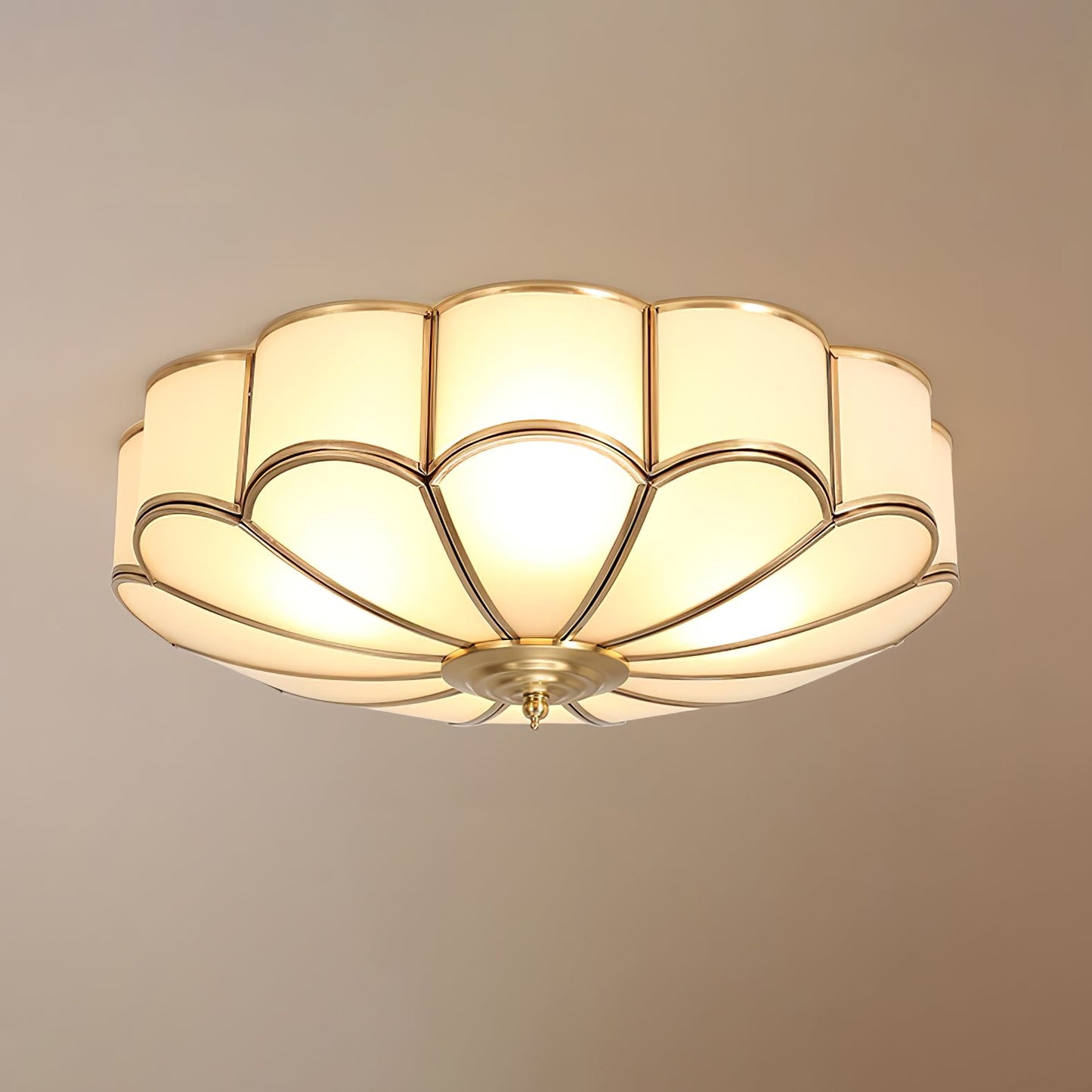 Flower Shape Ceiling Light | Frosted Glass & Brass | 3, 4, or 6 Heads