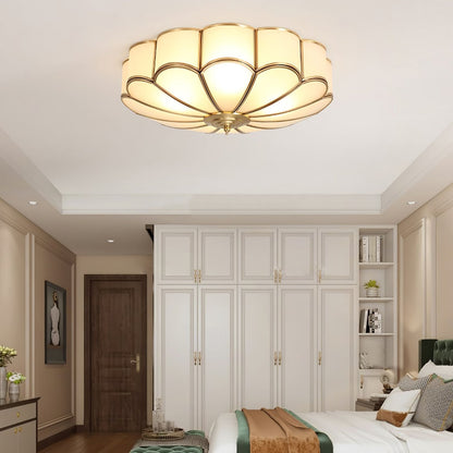 Flower Shape Ceiling Light | Frosted Glass & Brass | 3, 4, or 6 Heads
