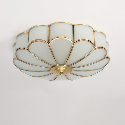 Flower Shape Ceiling Light | Frosted Glass & Brass | 3, 4, or 6 Heads