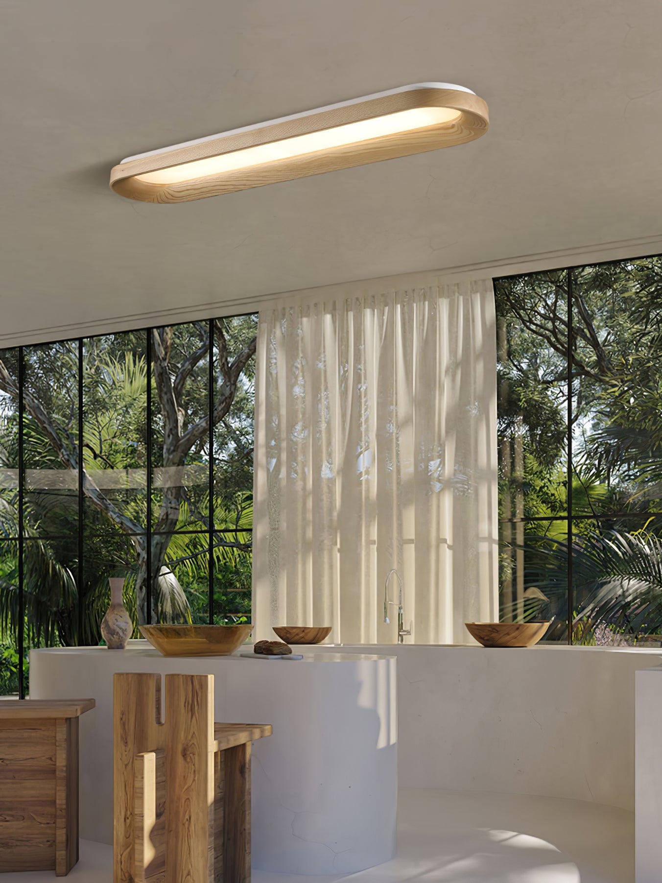 Flowing Cloud Ceiling Lamp | Wood, Metal, Acrylic | White Shade
