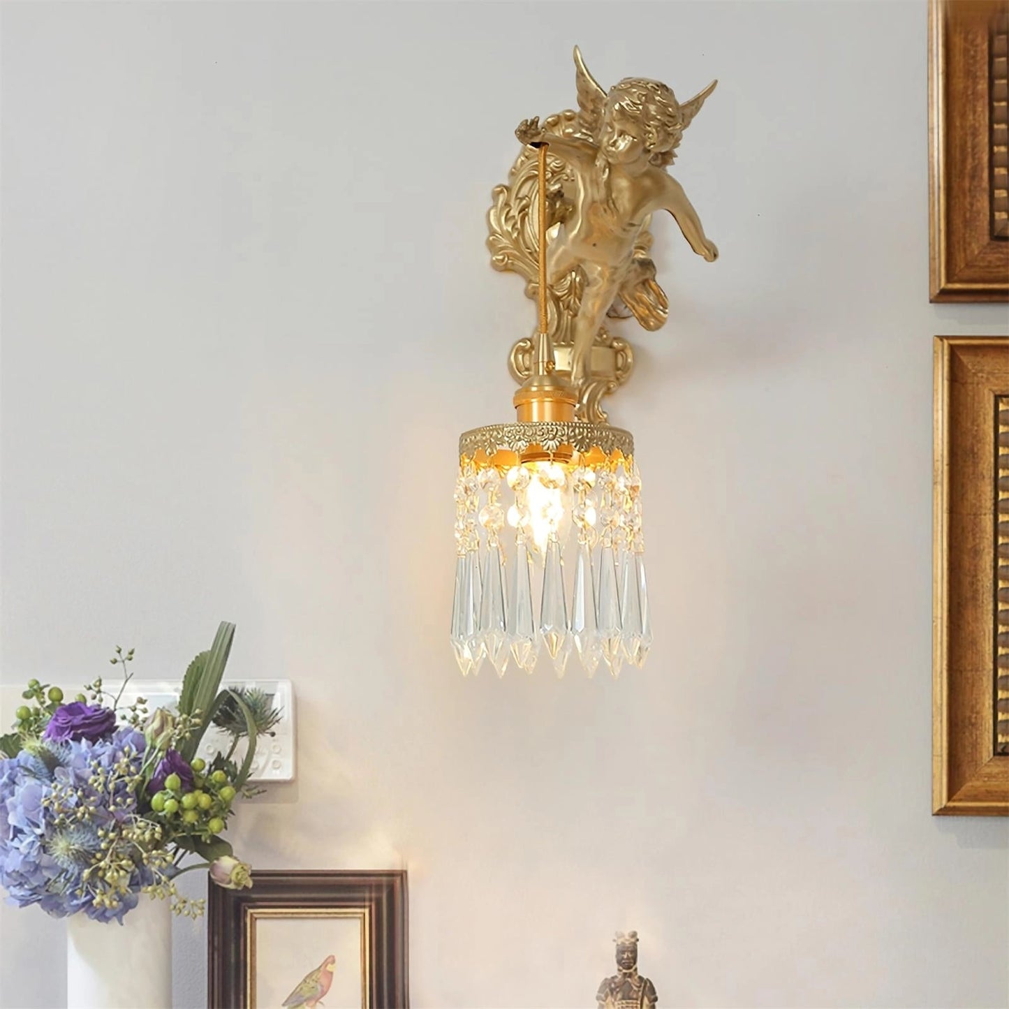 Flying Angel Wall Light | Baroque Design | Copper Finish