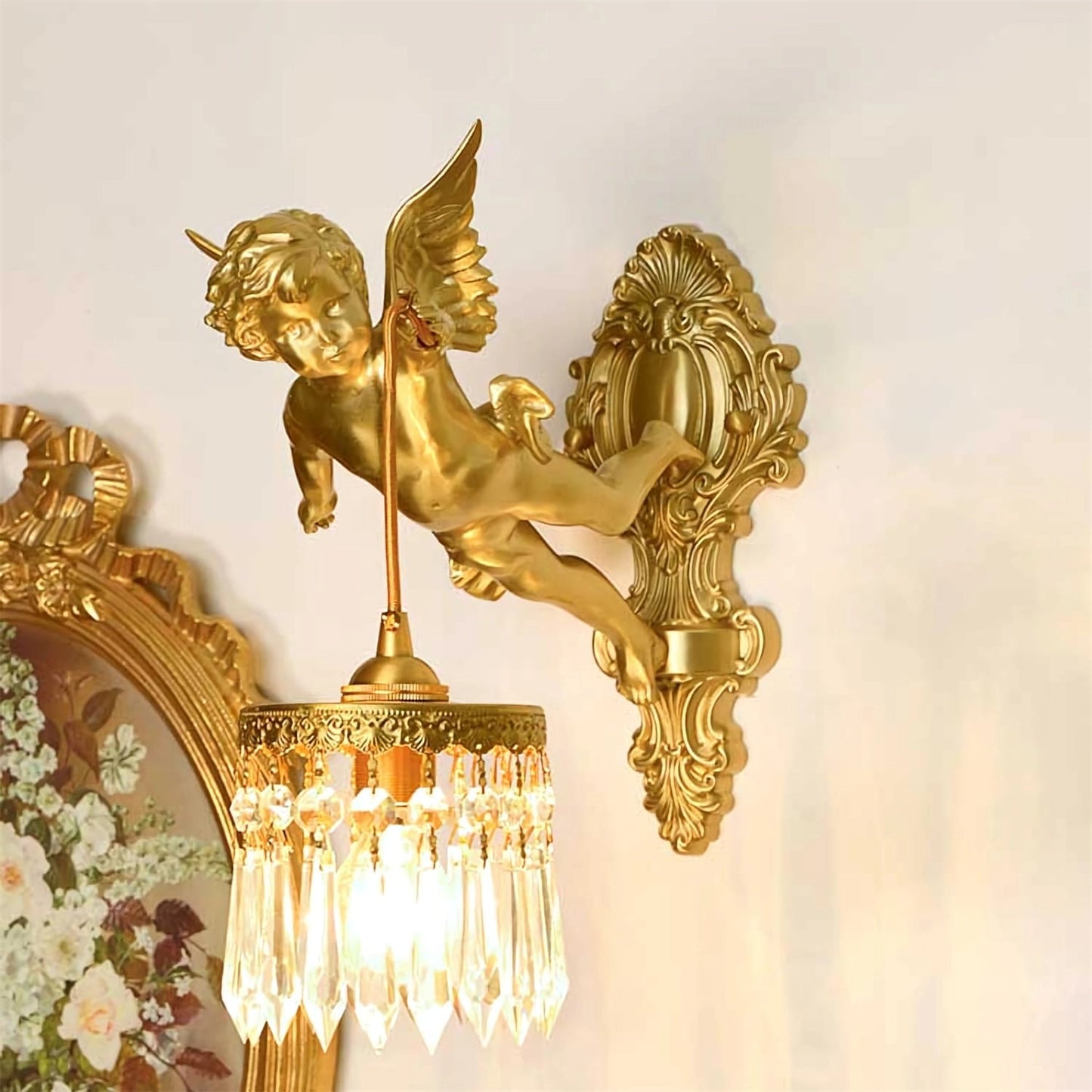 Flying Angel Wall Light | Baroque Design | Copper Finish