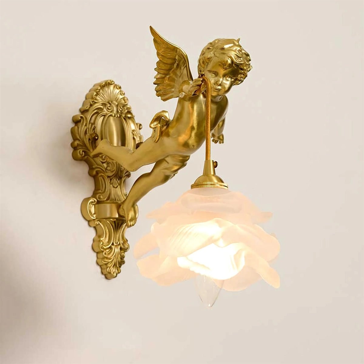 Flying Angel Wall Light | Baroque Design | Copper Finish