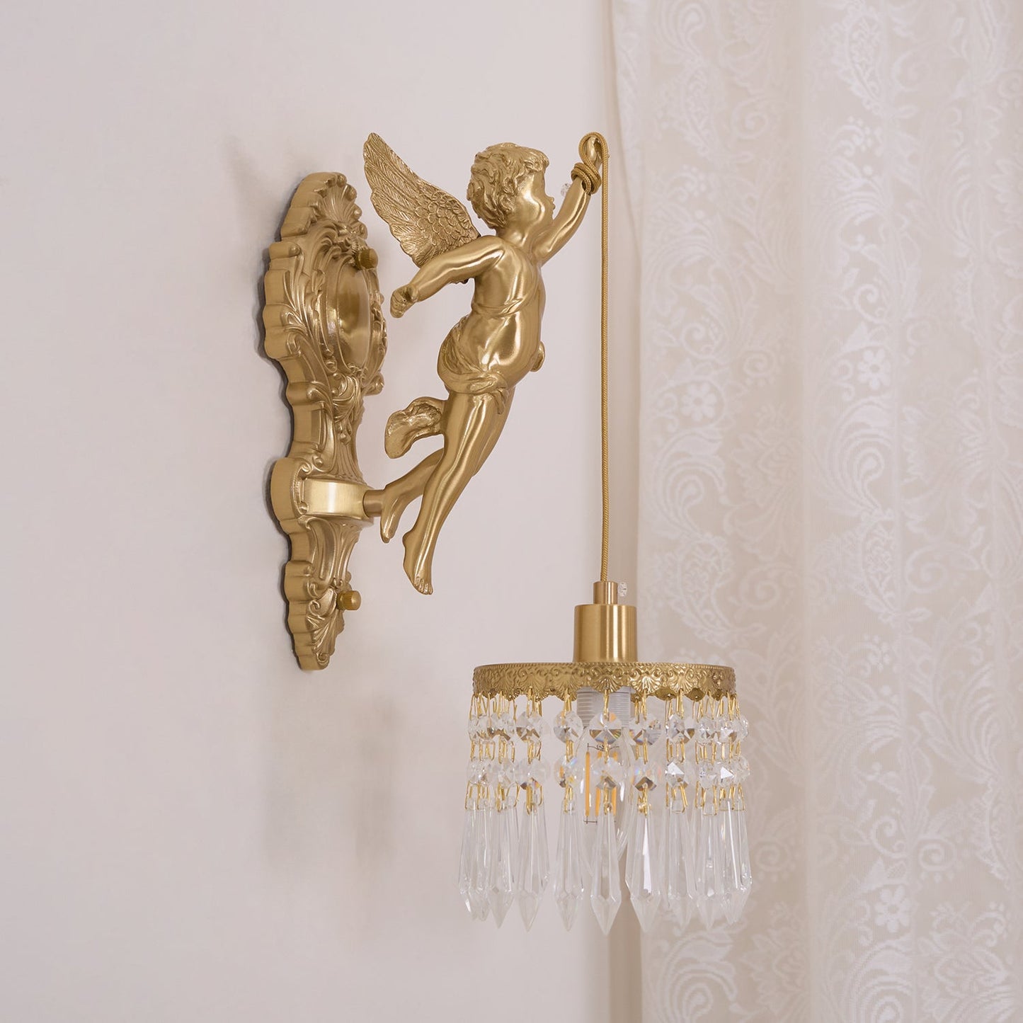 Flying Angel Wall Light | Baroque Design | Copper Finish