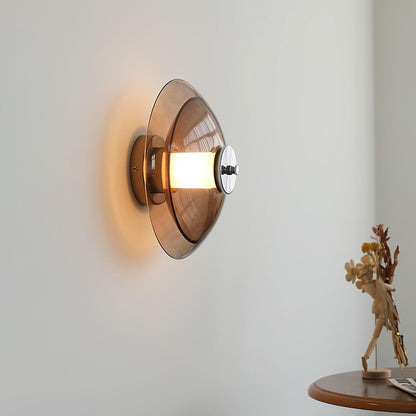 Flying Saucer Wall Light | Chrome Finish | Amber Shade