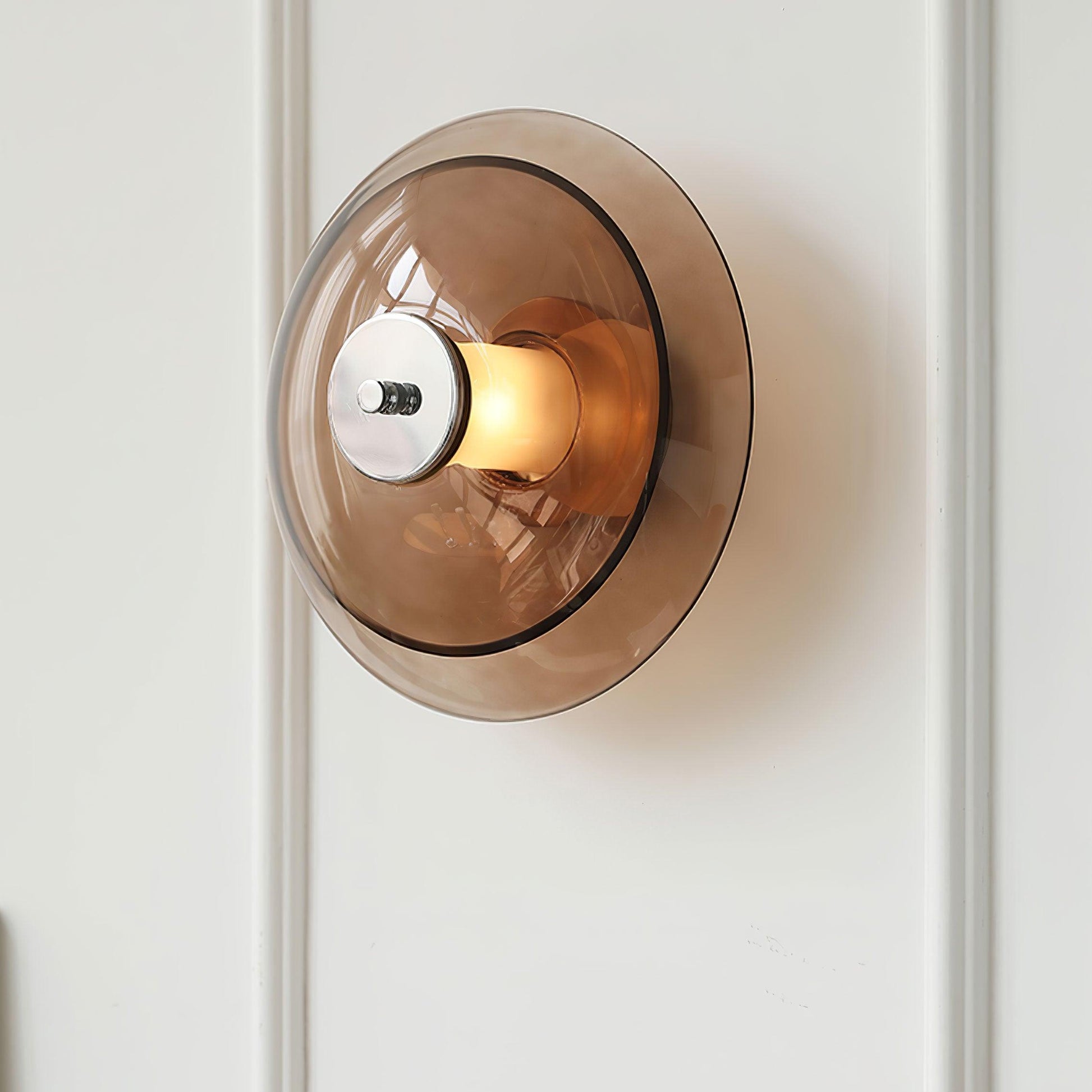 Flying Saucer Wall Light | Chrome Finish | Amber Shade