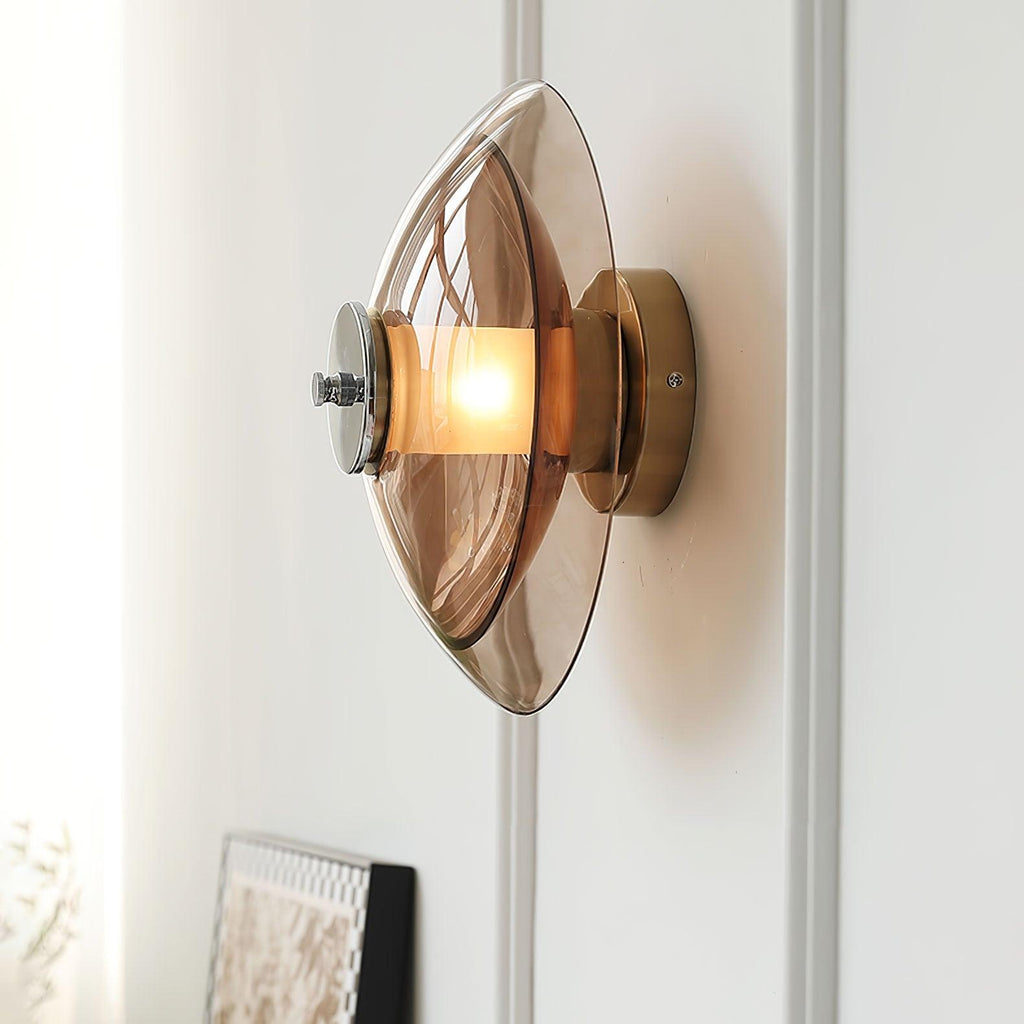 Flying Saucer Wall Light | Chrome Finish | Amber Shade
