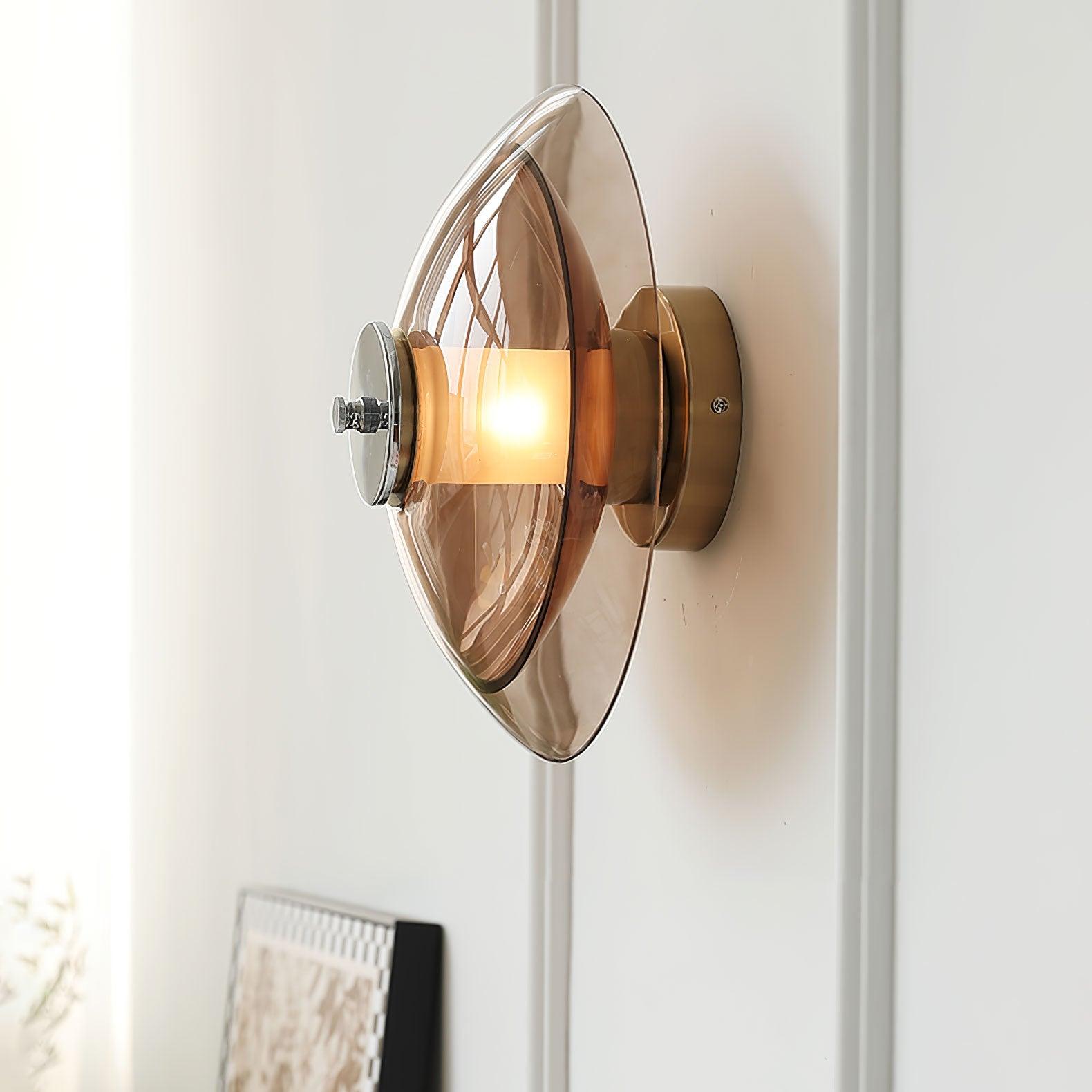 Flying Saucer Wall Light | Chrome Finish | Amber Shade