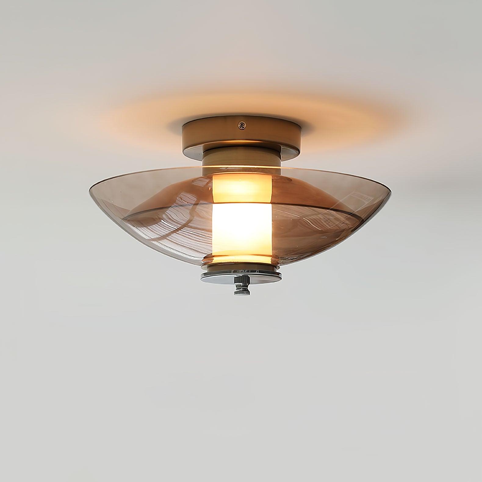 Flying Saucer Wall Light | Chrome Finish | Amber Shade