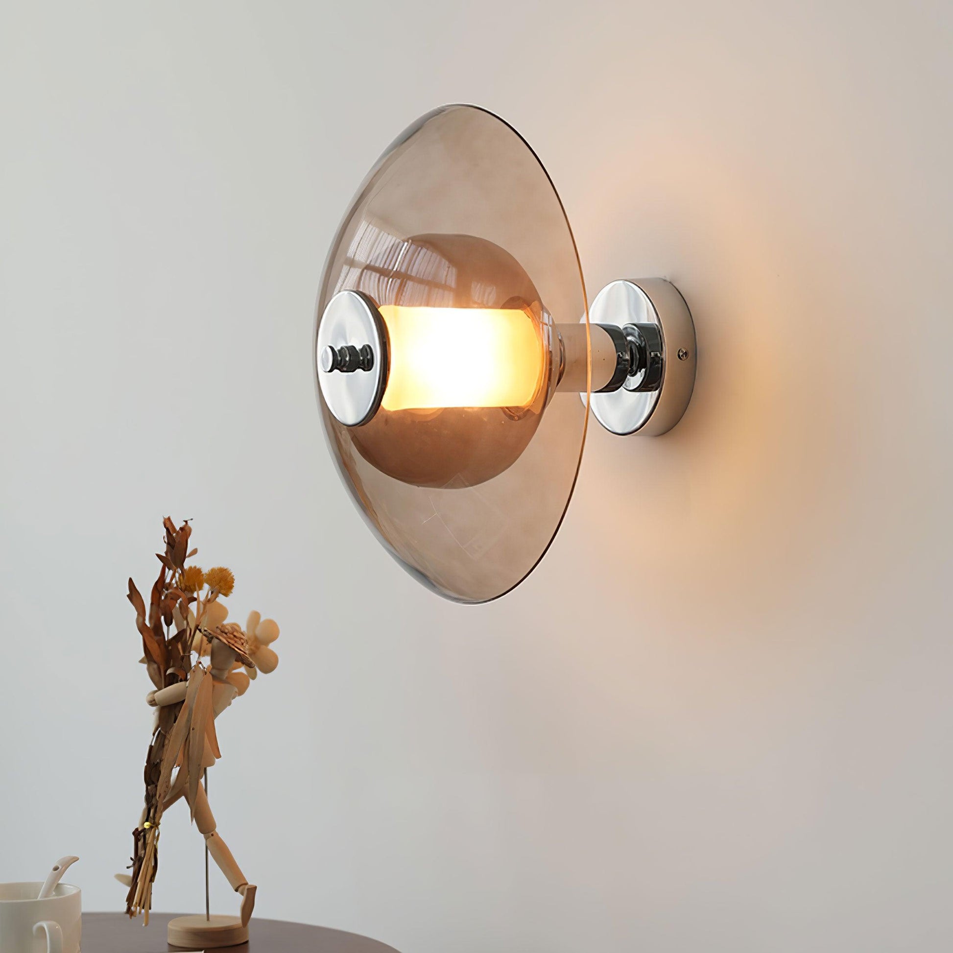 Flying Saucer Wall Light | Chrome Finish | Amber Shade