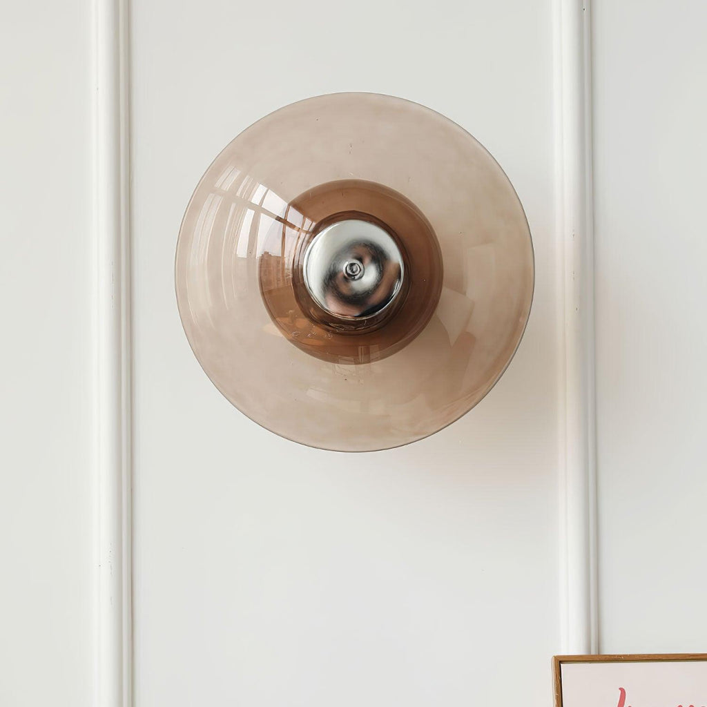 Flying Saucer Wall Light | Chrome Finish | Amber Shade