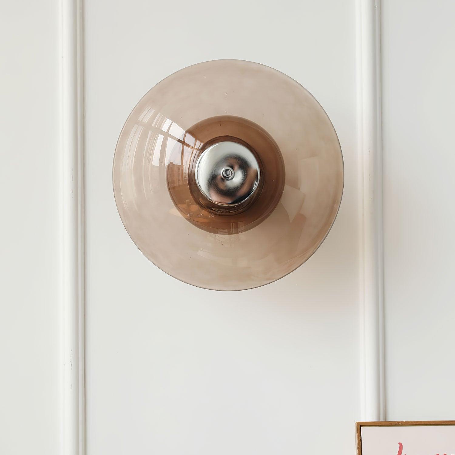 Flying Saucer Wall Light | Chrome Finish | Amber Shade
