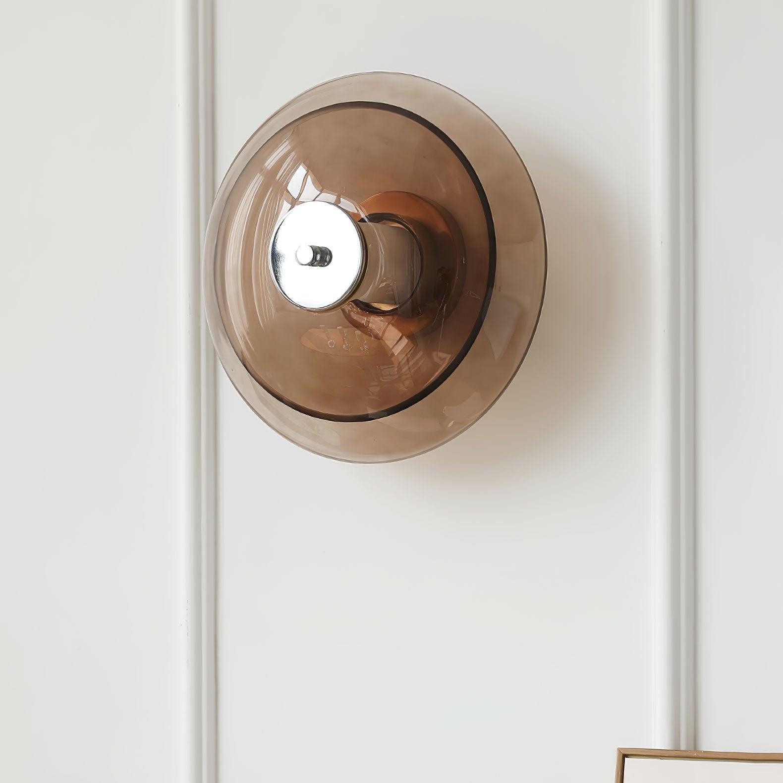 Flying Saucer Wall Light | Chrome Finish | Amber Shade