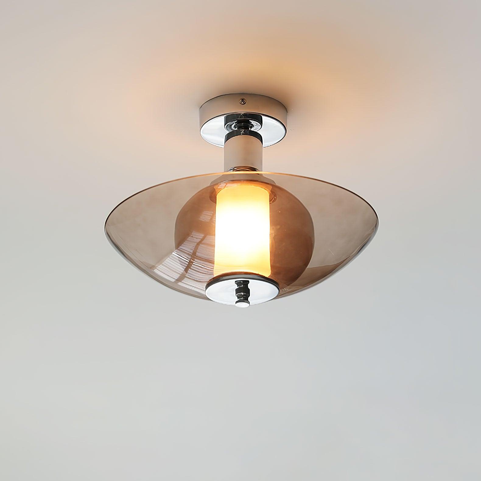 Flying Saucer Wall Light | Chrome Finish | Amber Shade
