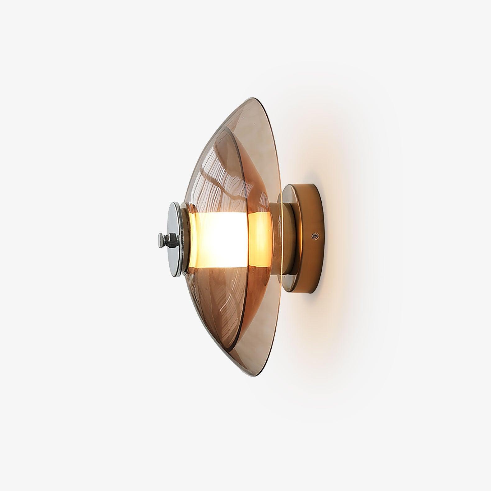 Flying Saucer Wall Light | Chrome Finish | Amber Shade