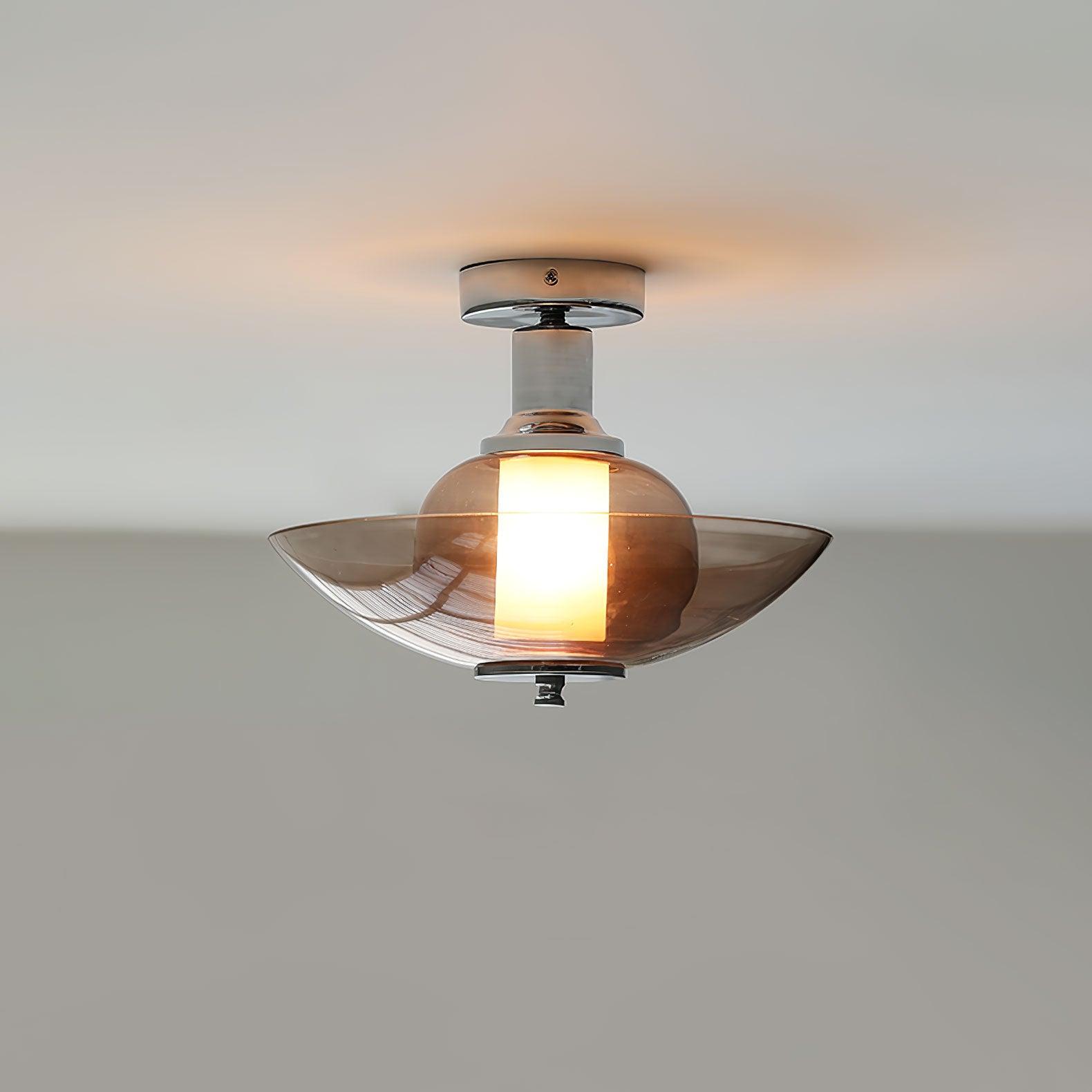 Flying Saucer Wall Light | Chrome Finish | Amber Shade