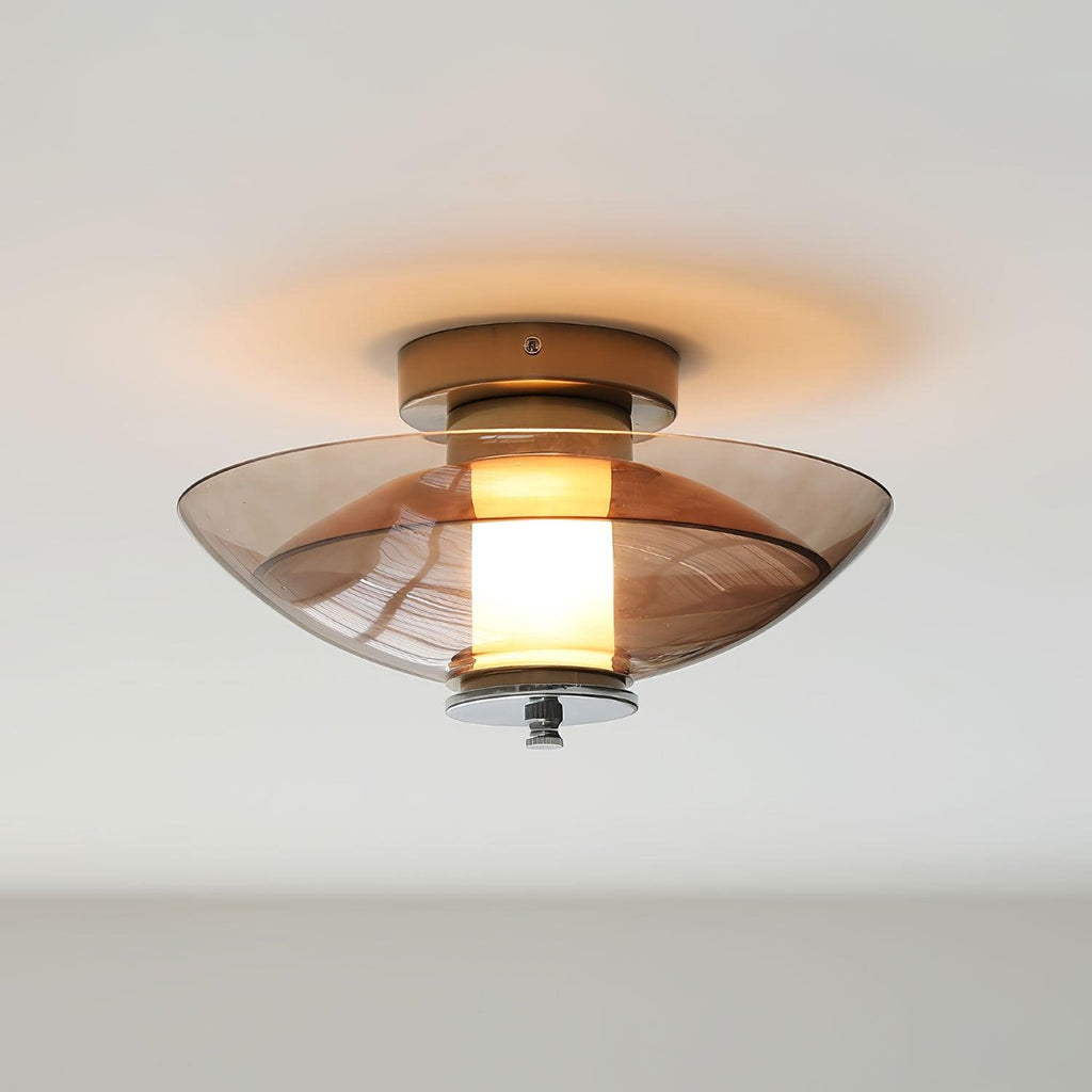 Flying Saucer Wall Light | Chrome Finish | Amber Shade