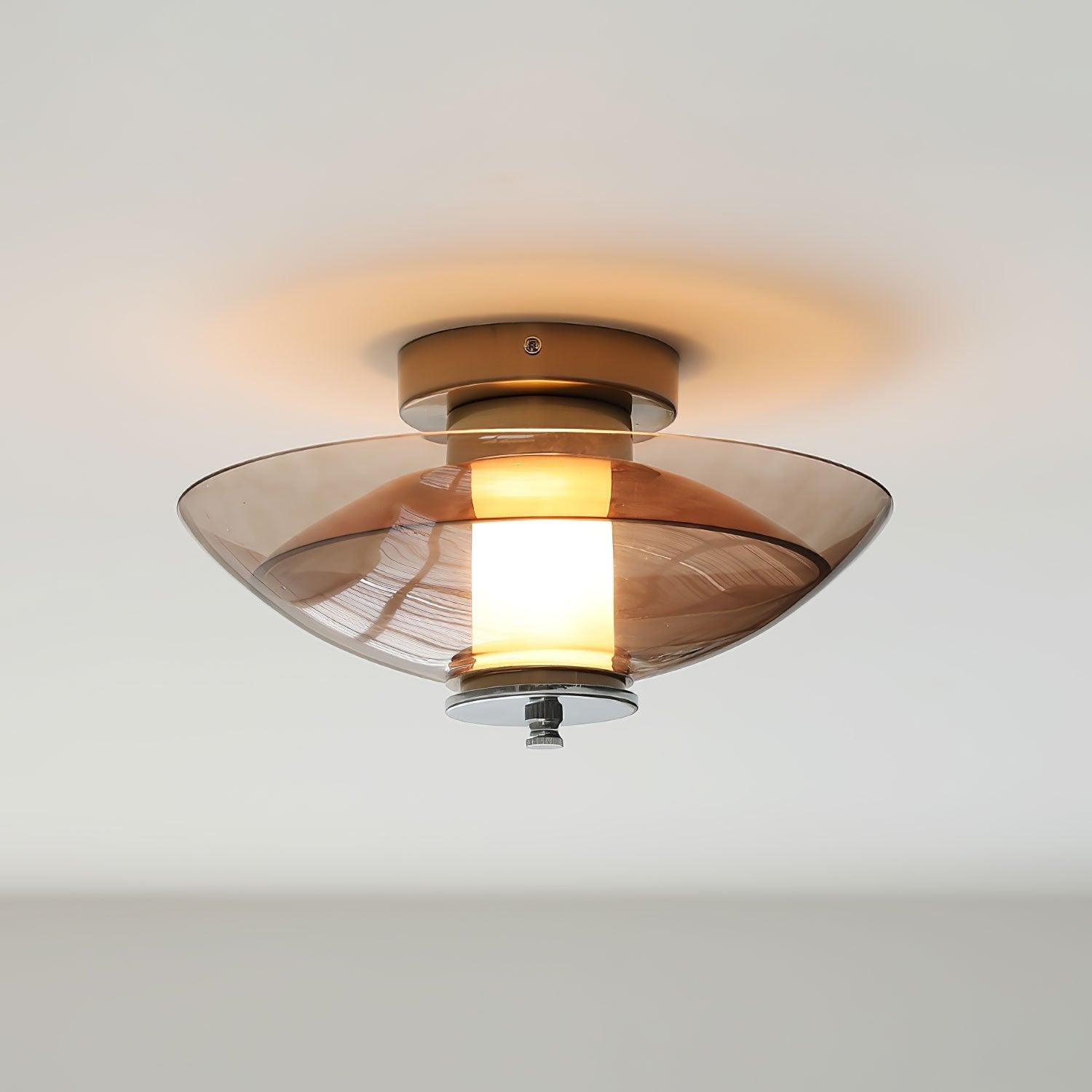 Flying Saucer Wall Light | Chrome Finish | Amber Shade