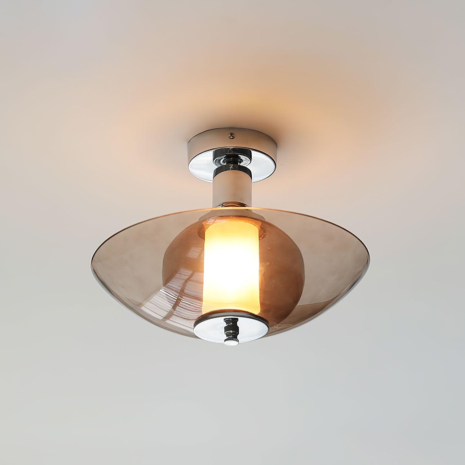 Flying Saucer Wall Light | Chrome Finish | Amber Shade