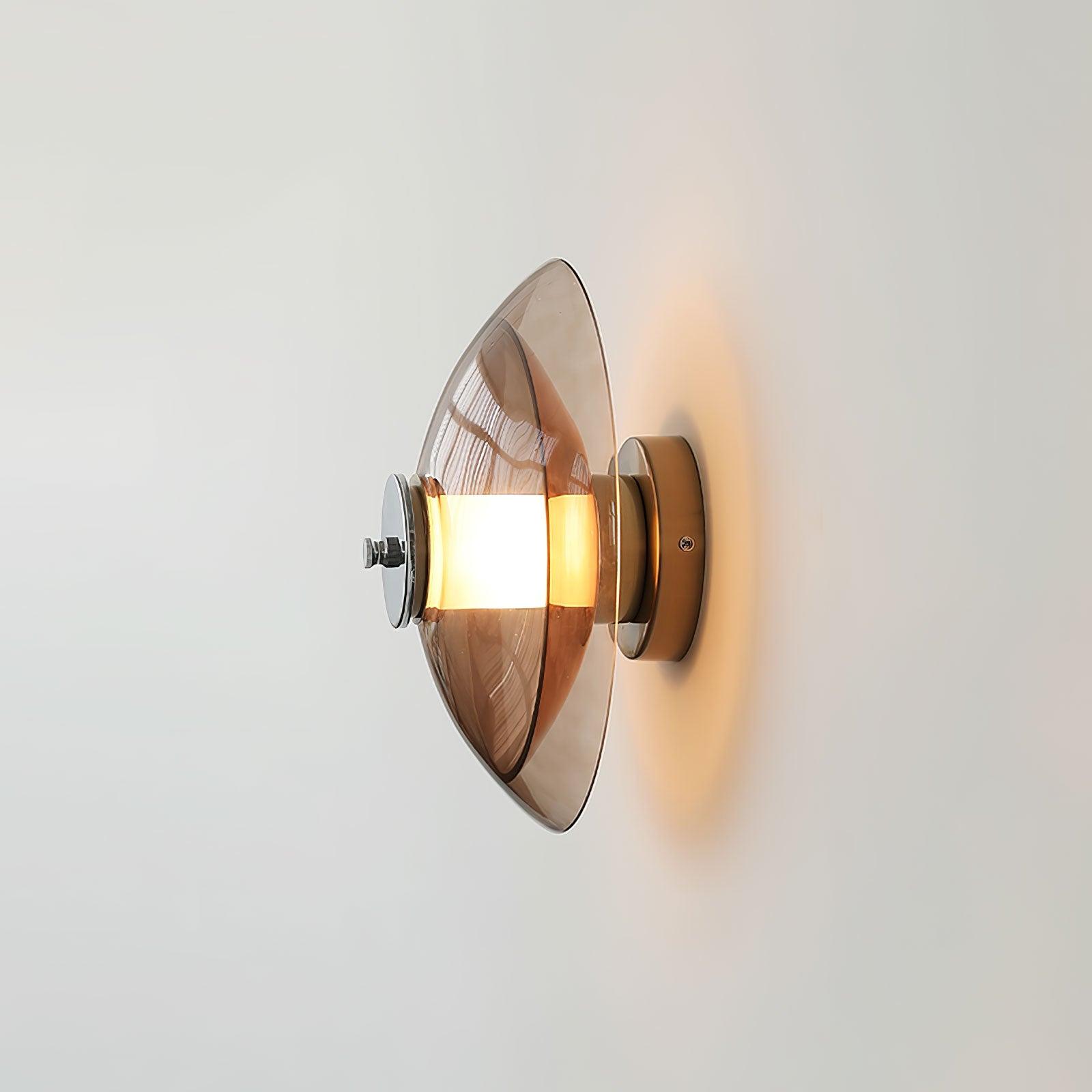Flying Saucer Wall Light | Chrome Finish | Amber Shade