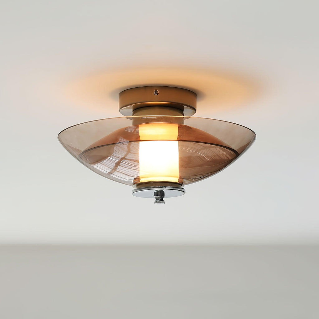 Flying Saucer Wall Light | Chrome Finish | Amber Shade