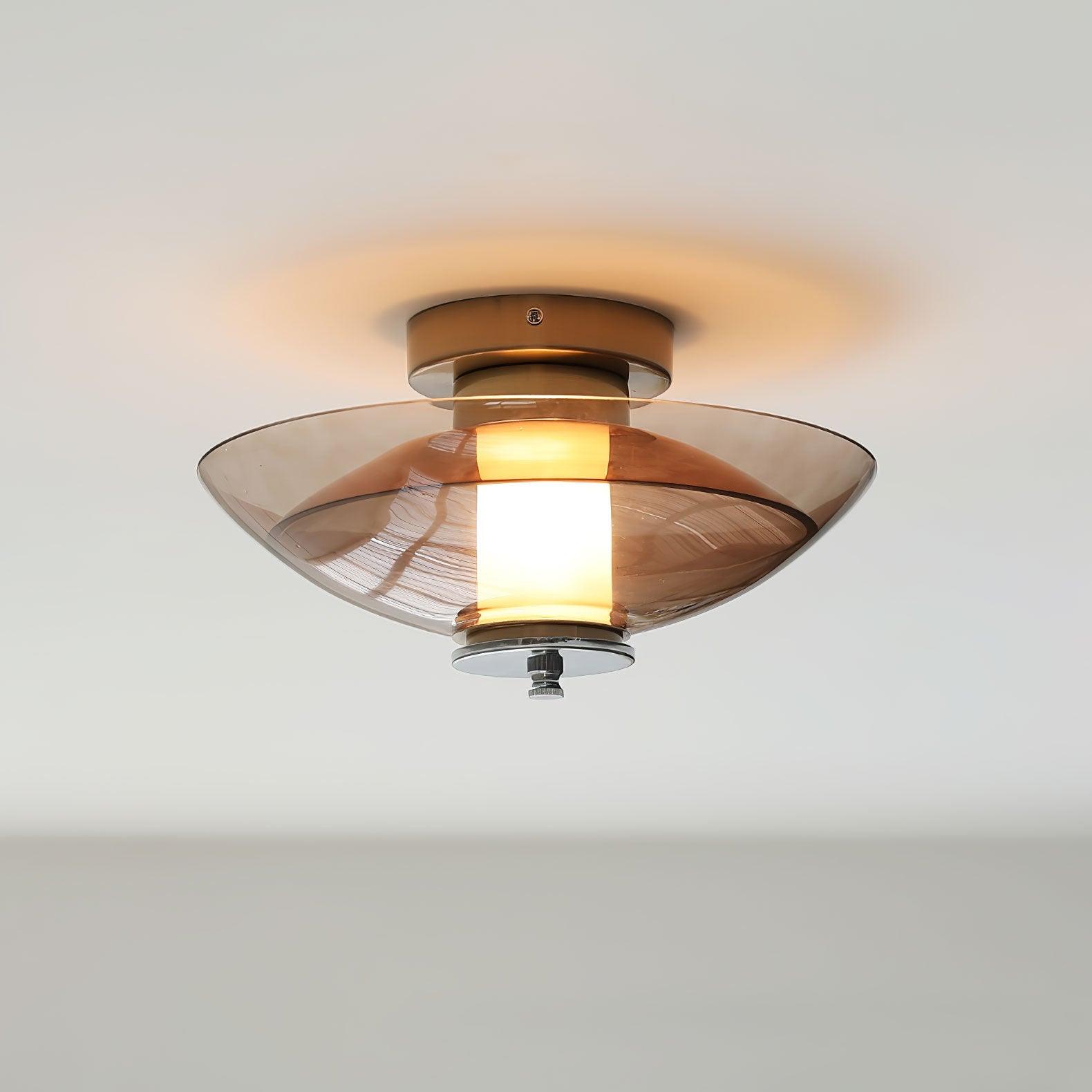 Flying Saucer Wall Light | Chrome Finish | Amber Shade