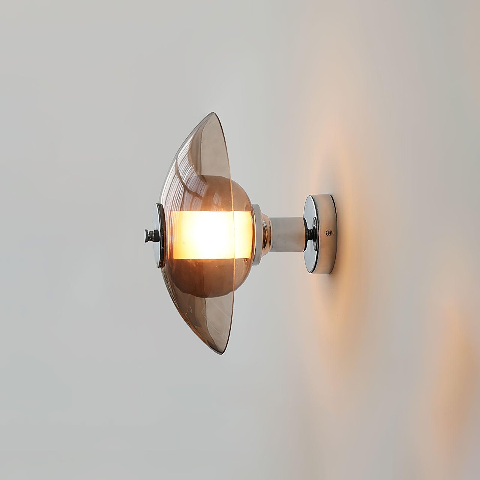 Flying Saucer Wall Light | Chrome Finish | Amber Shade