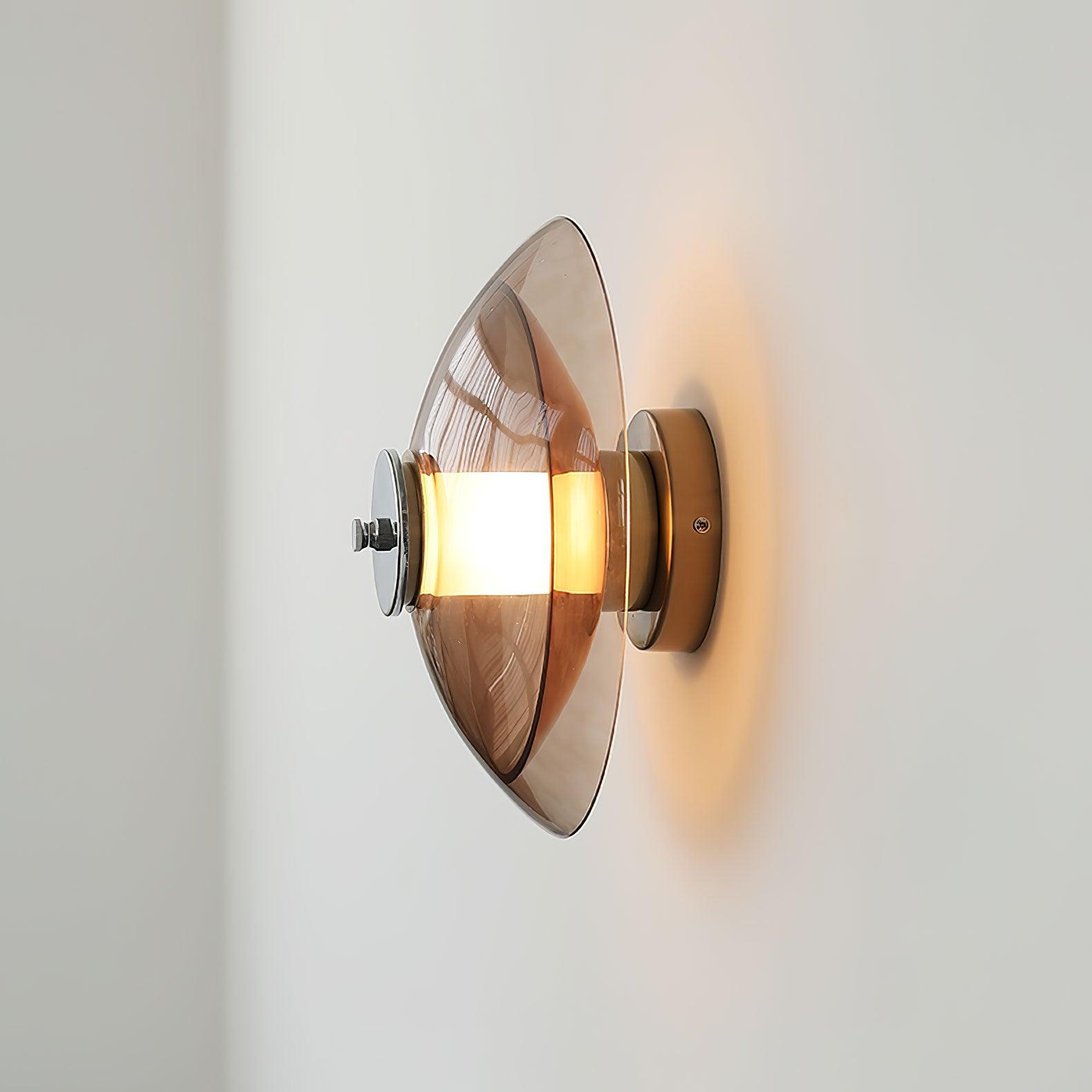 Flying Saucer Wall Light | Chrome Finish | Amber Shade