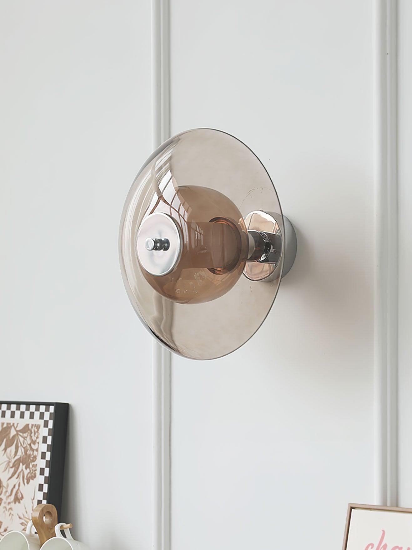 Flying Saucer Wall Light | Chrome Finish | Amber Shade