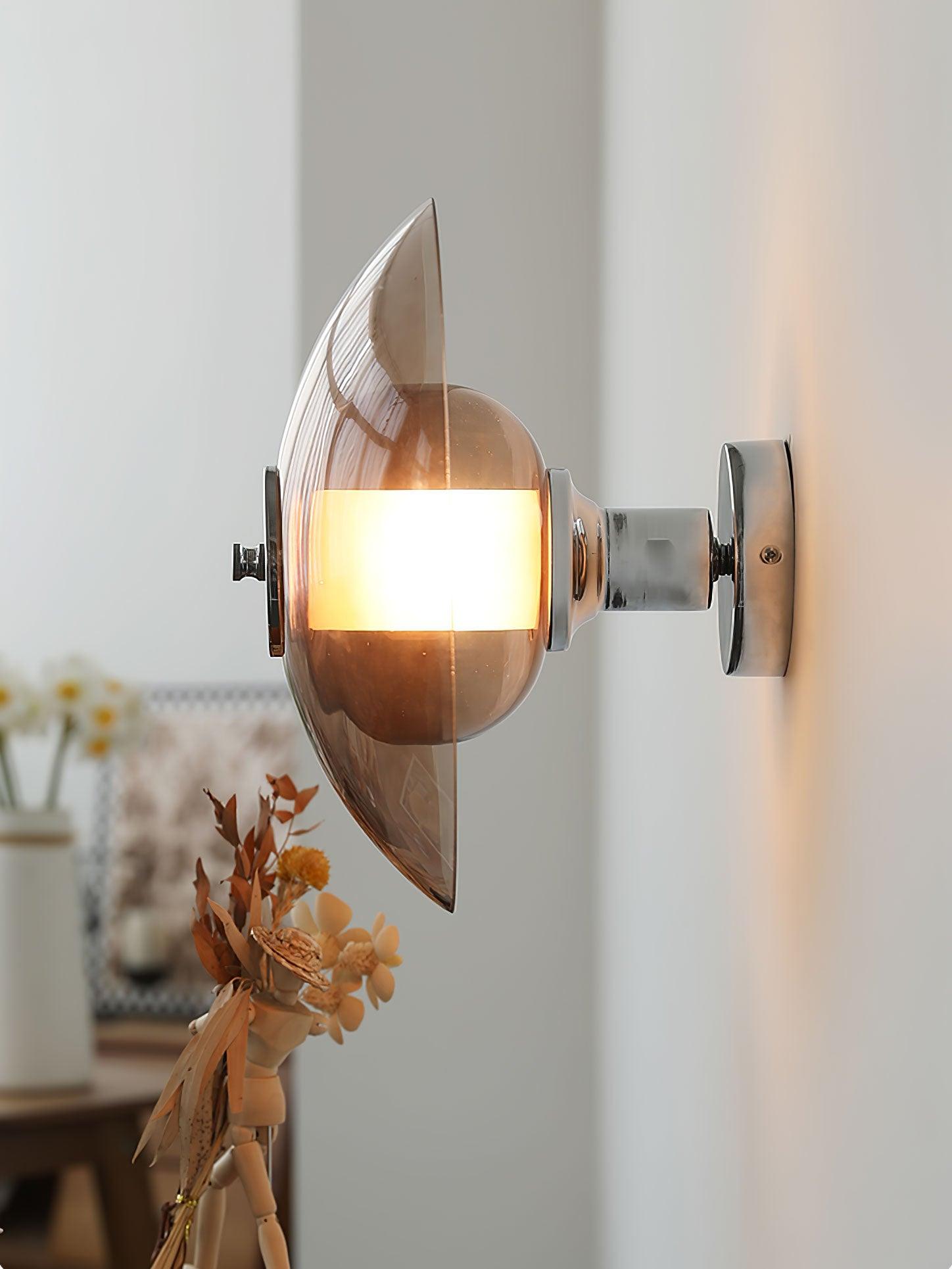 Flying Saucer Wall Light | Chrome Finish | Amber Shade
