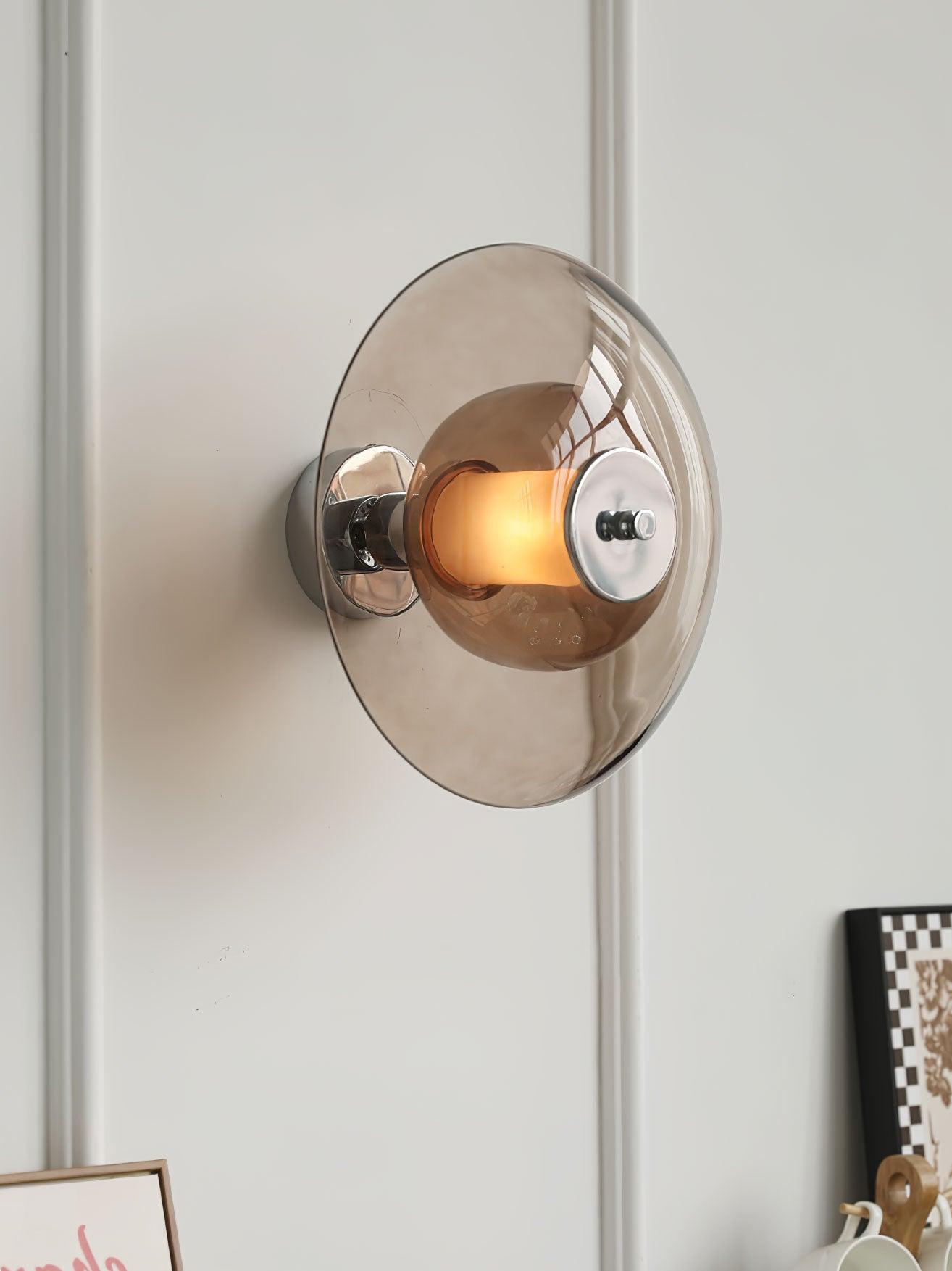 Flying Saucer Wall Light | Chrome Finish | Amber Shade