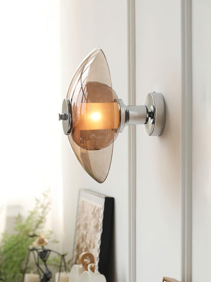 Flying Saucer Wall Light | Chrome Finish | Amber Shade