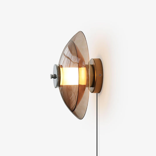 Flying Saucer Wall Light | Chrome Finish | Amber Shade