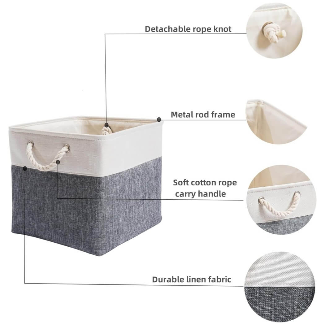 Storage Box | High-Quality Linen & Non-Woven Fabric | 28x28x28cm