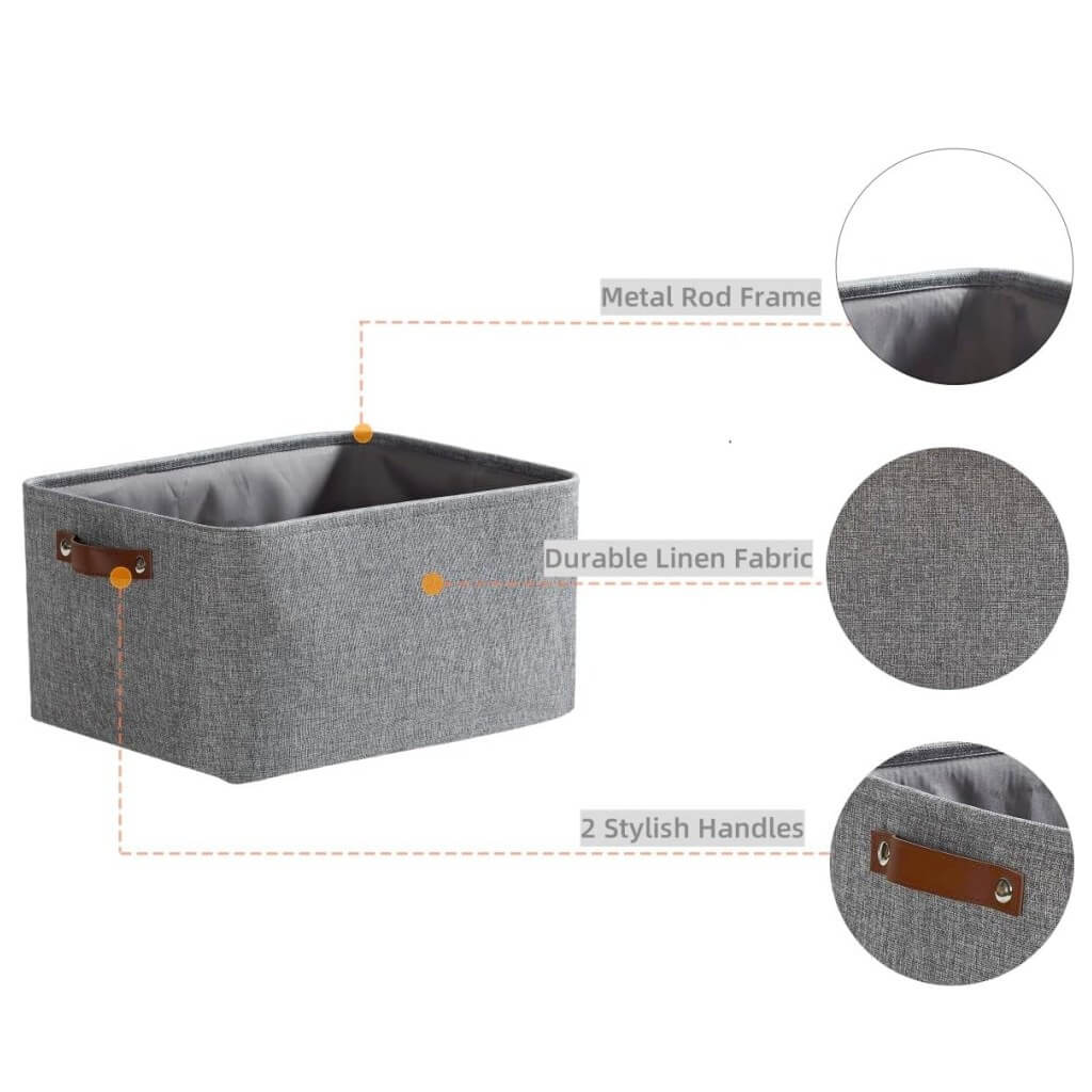 Storage Basket | Eco-Friendly Canvas & EVA | Grey, Multiple Sizes