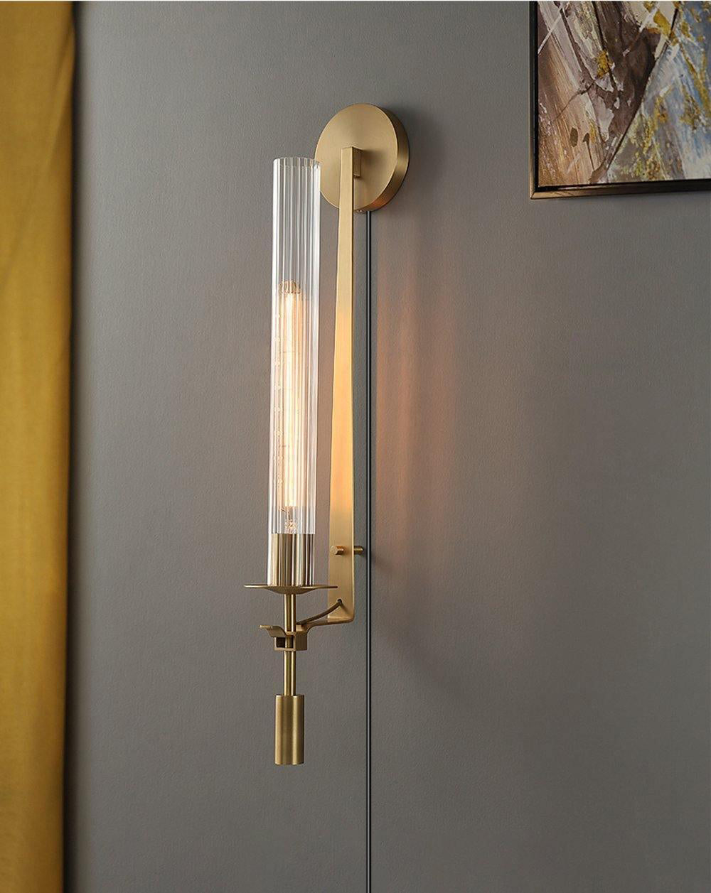 French Wall Lamp | Brass & Glass | Plug-in