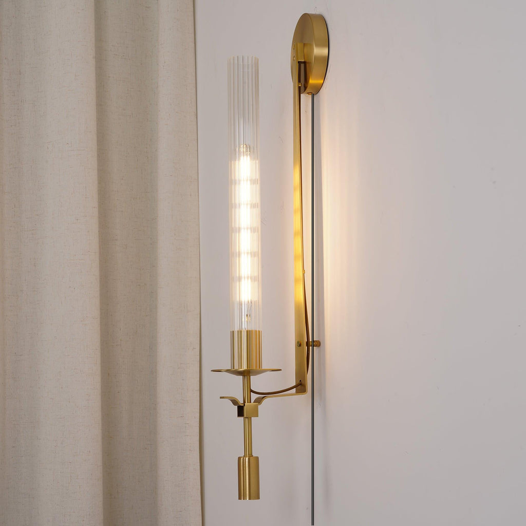 French Wall Lamp | Brass & Glass | Plug-in