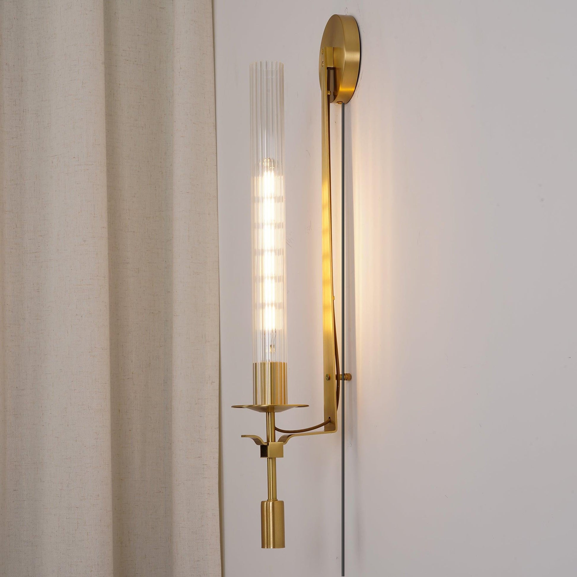 French Wall Lamp | Brass & Glass | Plug-in