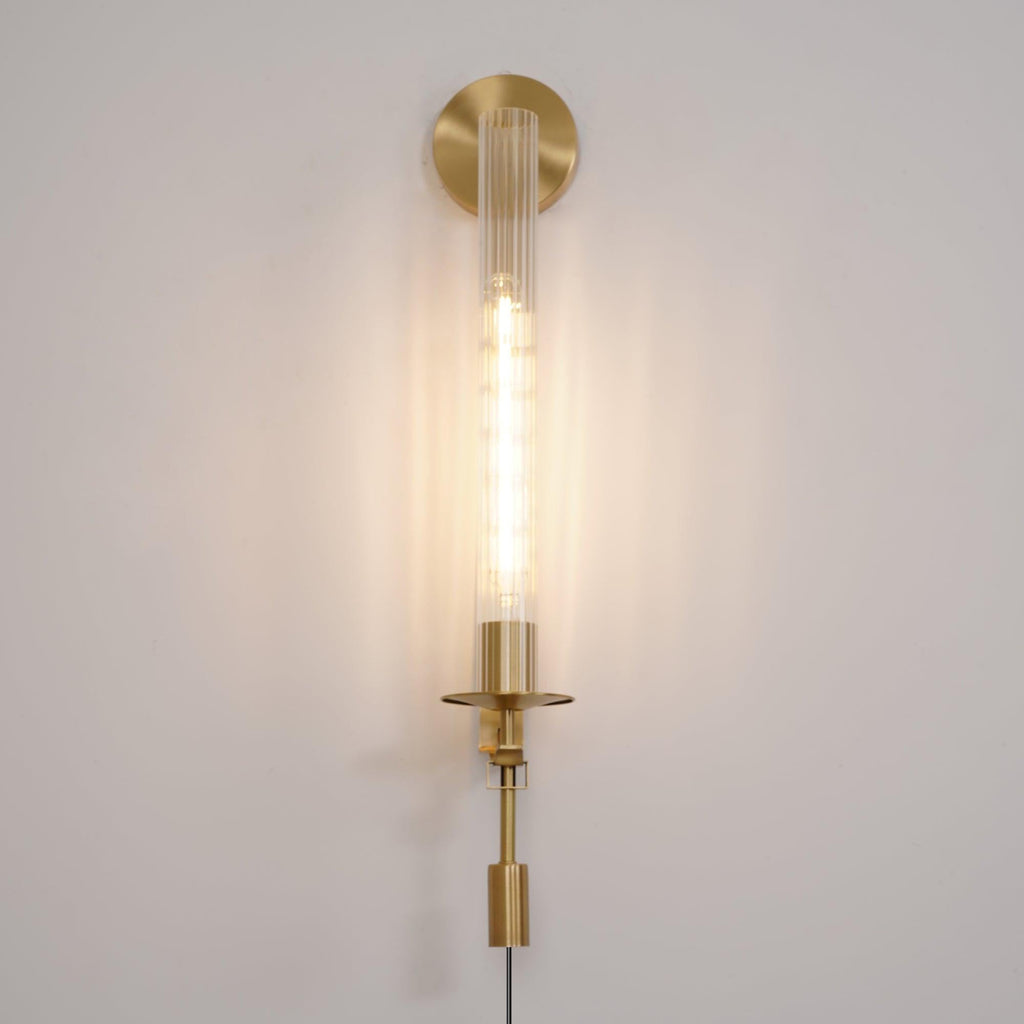French Wall Lamp | Brass & Glass | Plug-in