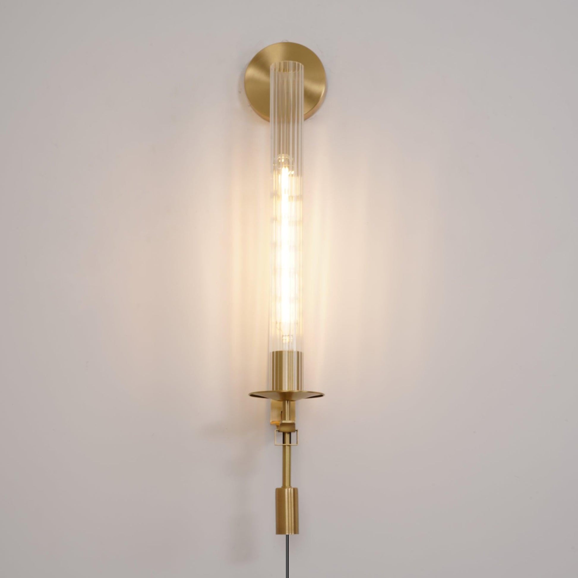 French Wall Lamp | Brass & Glass | Plug-in