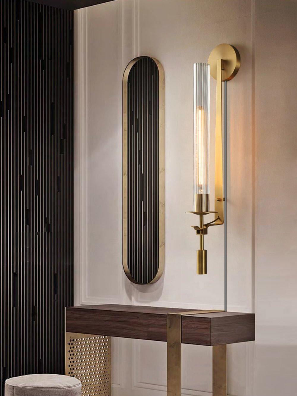 French Wall Lamp | Brass & Glass | Plug-in