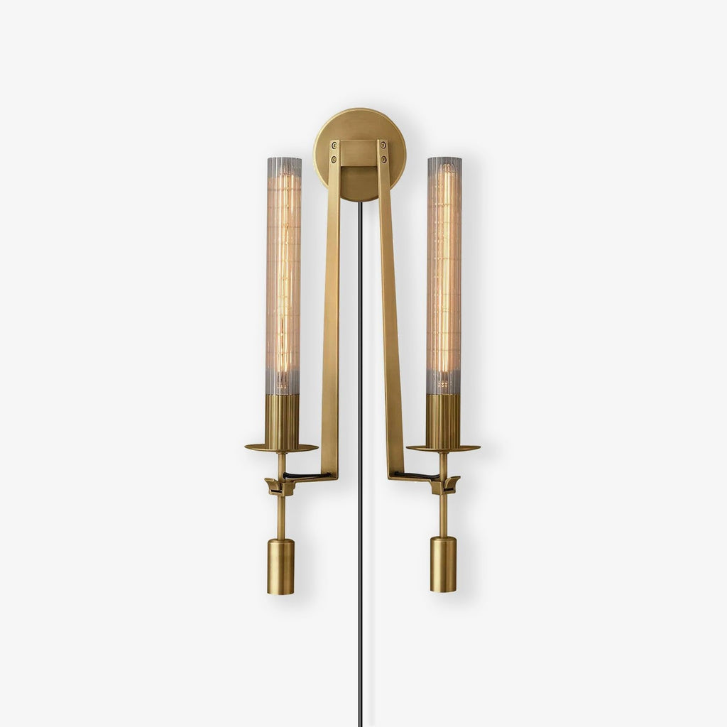French Wall Lamp | Brass & Glass | Plug-in