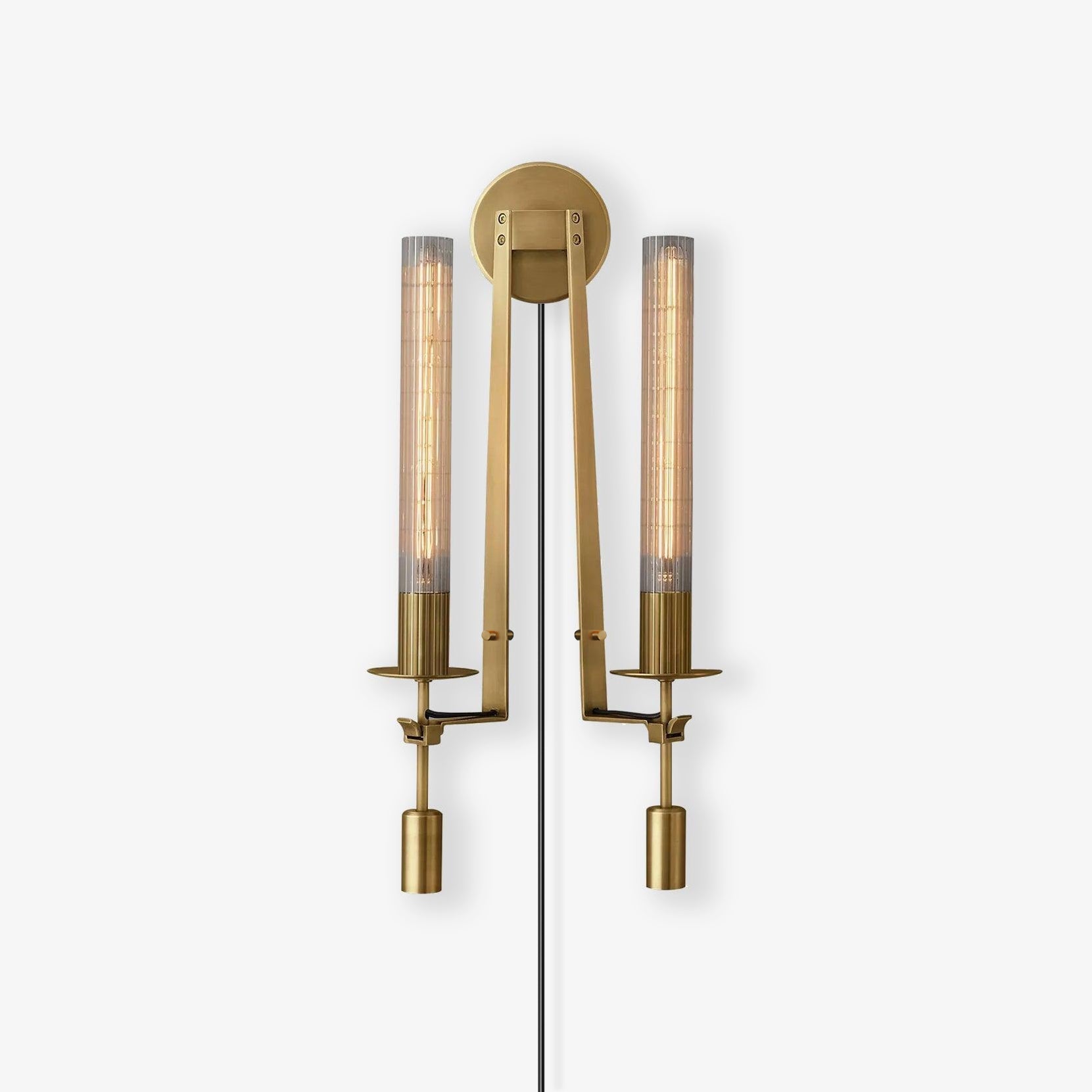 French Wall Lamp | Brass & Glass | Plug-in