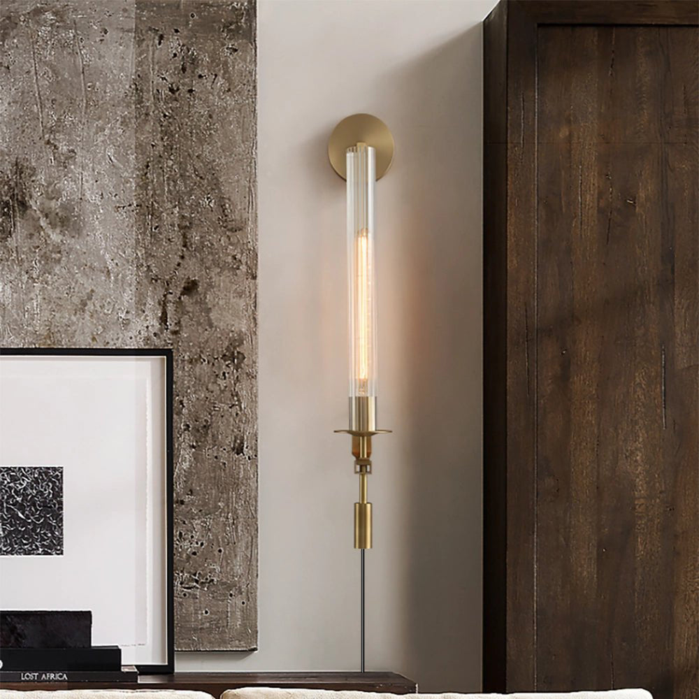 French Wall Lamp | Brass & Glass | Plug-in