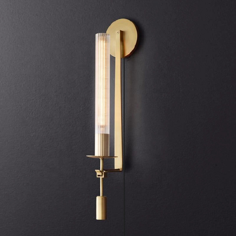 French Wall Lamp | Brass & Glass | Plug-in