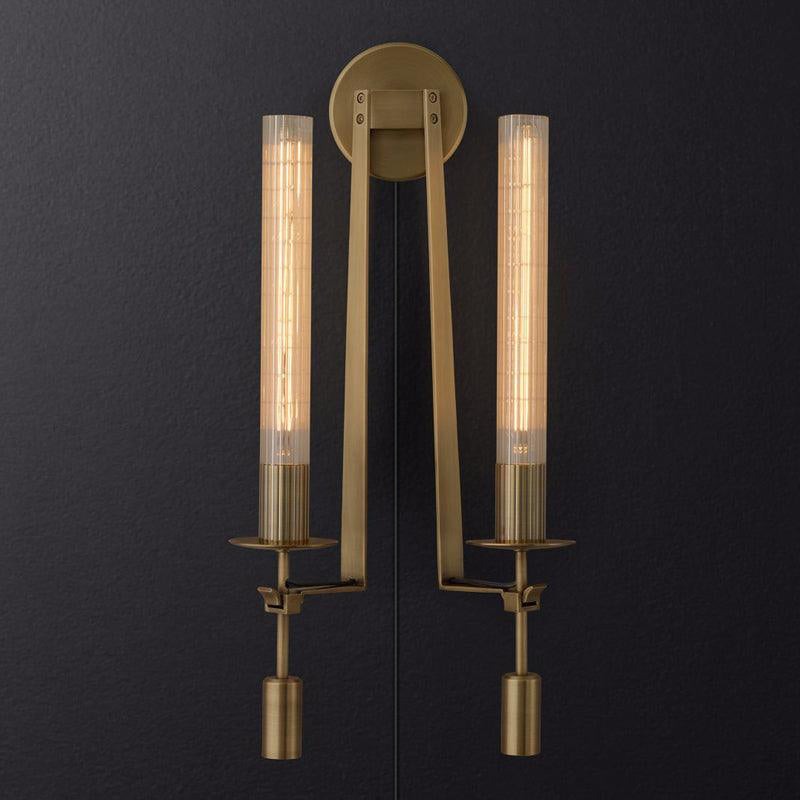 French Wall Lamp | Brass & Glass | Plug-in