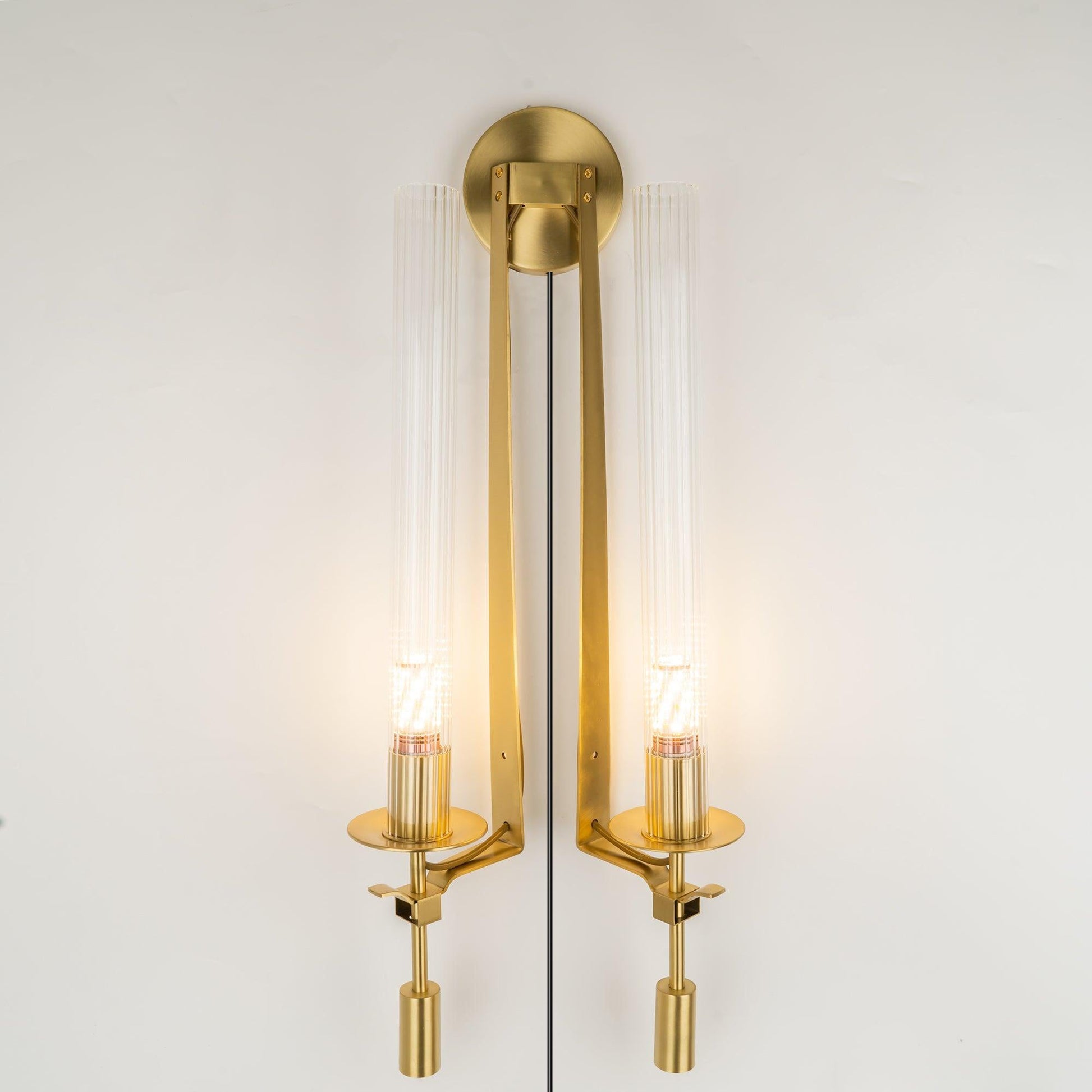 French Wall Lamp | Brass & Glass | Plug-in